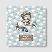 Baby Shower Guest Book Teddy Bear Pilot Boy Decke Gästebuch (Vorderseite)