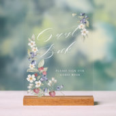 Baby Shower Guest Book Wild Berries & Blume Acrylschild (Neutral)