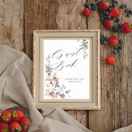 Baby Shower Guest Book Wild Berries & Flowers Poster
