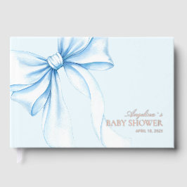 Baby shower Guest Books with a blue watercolor bow Gästebuch