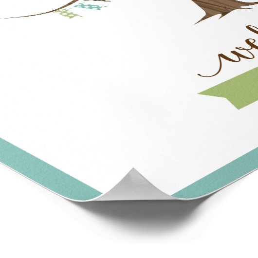 Baby Shower Guestbook Tree (blau) - 11x14 Poster (Ecke)