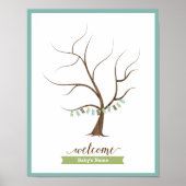 Baby Shower Guestbook Tree (blau) - 11x14 Poster (Vorne)