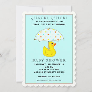 Baby-Shower-Gummiente mit Regenschirm Einladung