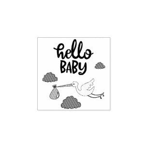 Baby-Shower-Hallo neue Familie Gummistempel