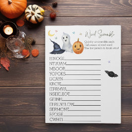 Baby Shower Halloween Ghost Word Scramble Notepad Notizblock