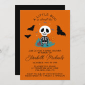 BABY SHOWER Halloween | Lil' Boo Skeleton Mitteilungskarte (Vorne/Hinten)
