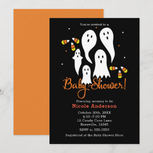 Baby-Shower-Halloween-Party-Geister & Maiskörner Einladung