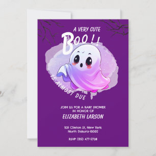 Baby Shower Halloween-Party mit tiefpurpurnem Them Einladung