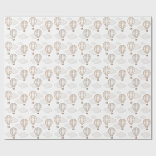 Baby Shower Hot Air Balloons Gender Neutral Geschenkpapier (Flach)