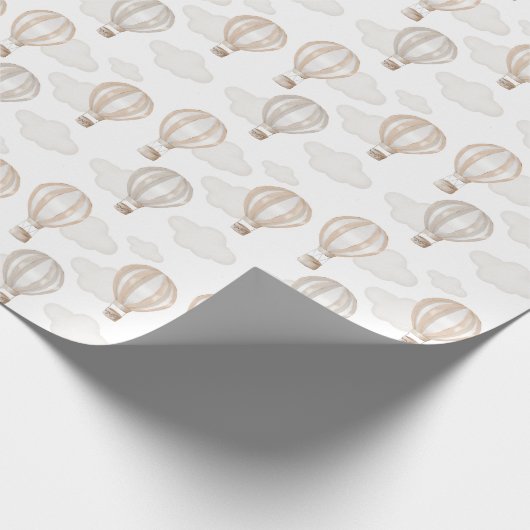 Baby Shower Hot Air Balloons Gender Neutral Geschenkpapier (Ecke)