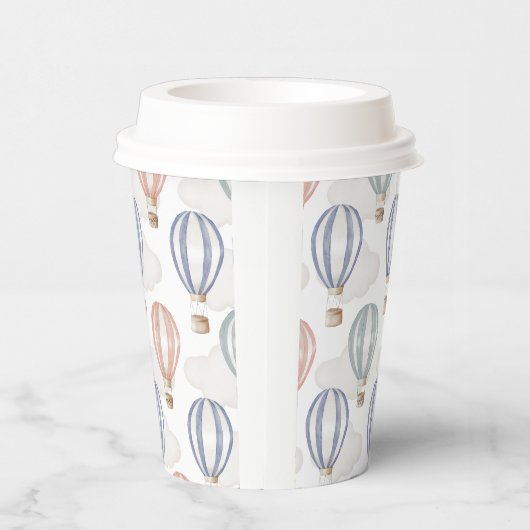 Baby Shower Hot Air Balloons Gender Neutral Pappbecher (Rechts)