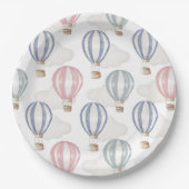 Baby Shower Hot Air Balloons Gender Neutral Pappteller (Vorderseite)