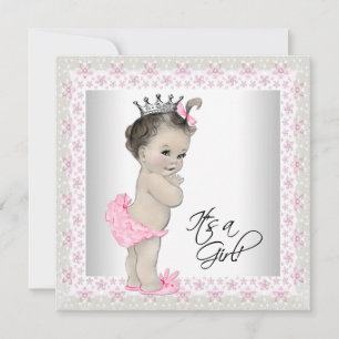 Baby Shower in Rosa und Creme Einladung