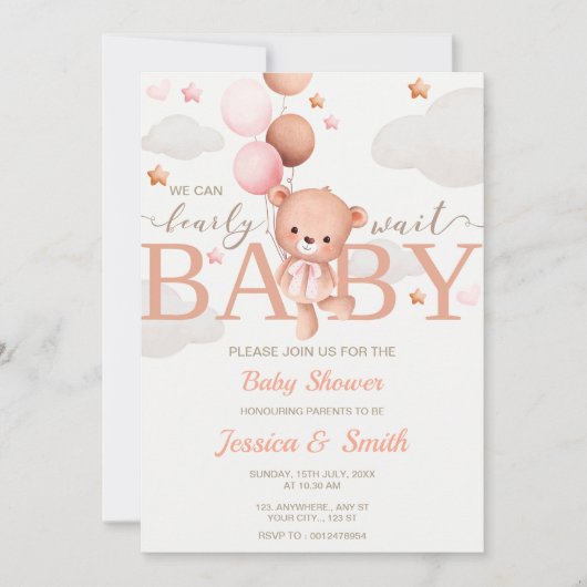 Baby Shower Invitation Card Girl Einladung (Vorderseite)