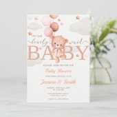 Baby Shower Invitation Card Girl Einladung (Stehend Vorderseite)