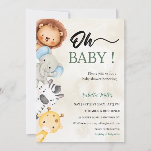 Baby Shower Invitation  –Customizable Einladung (Vorderseite)