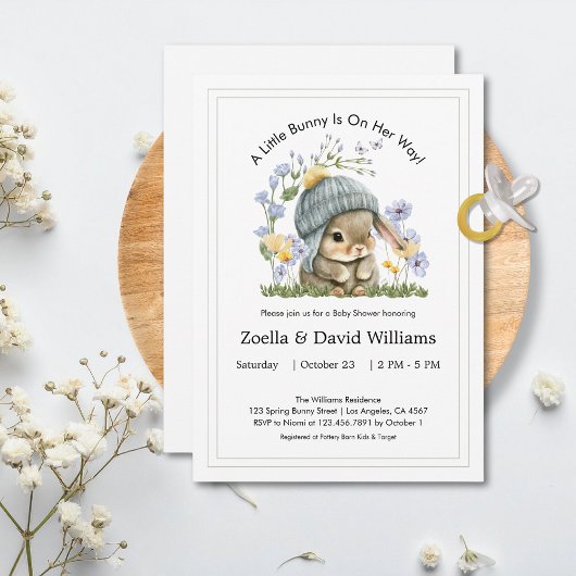 Baby Shower Invitation Cute Minimal Bunny Einladung
