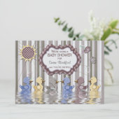 BABY SHOWER INVITATION - DUCKS SWIMMING - EINZIGAR EINLADUNG (Stehend Vorderseite)