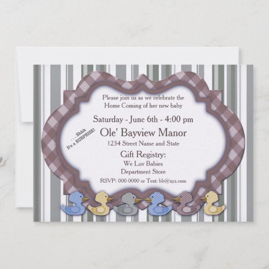 BABY SHOWER INVITATION - DUCKS SWIMMING - EINZIGAR EINLADUNG (Rückseite)