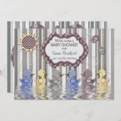 BABY SHOWER INVITATION - DUCKS SWIMMING - EINZIGAR EINLADUNG (Vorne/Hinten)