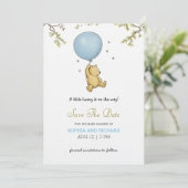 Baby shower invitation featuring a cute bear einladung (Stehend Vorderseite)
