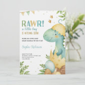 Baby shower invitation featuring a dinosaur einladung (Stehend Vorderseite)
