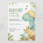 Baby shower invitation featuring a dinosaur  einladung (Vorderseite)