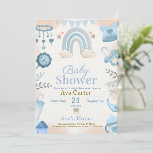 Baby Shower Invitation Feiertagskarte (Stehend Vorderseite)