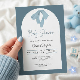 Baby Shower Invitation for Boy – Blue Bow, Modern Einladung