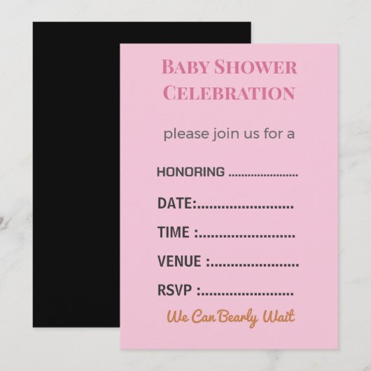Baby Shower Invitation Gender Reveal | Modern Einladung (Vorne/Hinten)