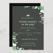 Baby Shower Invitation Green & Black Einladung (Vorne/Hinten)