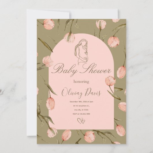 Baby Shower Invitation in Calming Nature Colors (Vorderseite)
