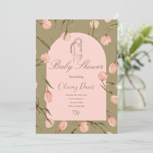 Baby Shower Invitation in Calming Nature Colors (Stehend Vorderseite)