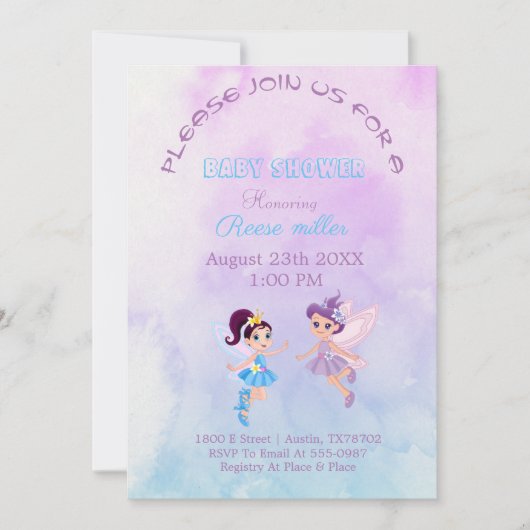 "Baby Shower Invitation in Lila & Light Blue" Save The Date (Vorderseite)