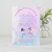 "Baby Shower Invitation in Lila & Light Blue" Save The Date (Stehend Vorderseite)