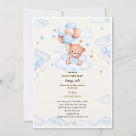 Baby shower invitation in the shape of a blue einladung