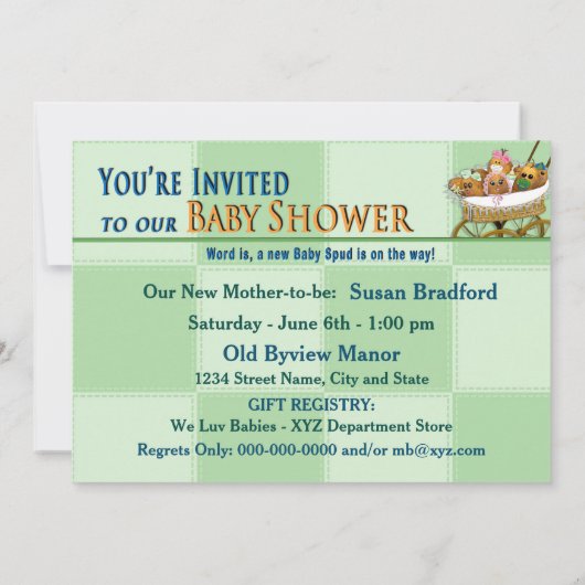 BABY SHOWER INVITATION - KARTOFFELFAMILIENSAMMLUNG EINLADUNG (Rückseite)