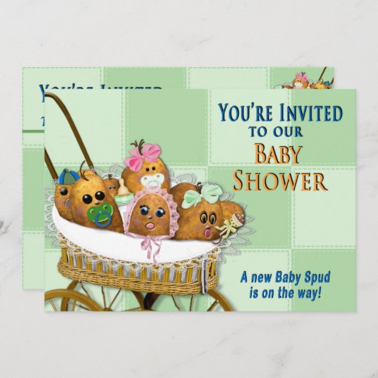 BABY SHOWER INVITATION - KARTOFFELFAMILIENSAMMLUNG EINLADUNG (Vorne/Hinten)