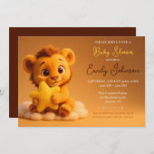 Baby Shower Invitation – Little Lion & Star Einladung (Vorne/Hinten)