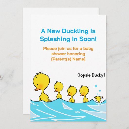 Baby Shower Invitation – Oopsie Ducky Einladung (Vorne/Hinten)