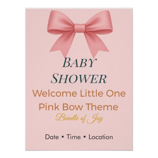 Baby Shower Invitation | Pink Bow | Bundle of Joy Poster (Vorderseite)