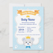 Baby Shower invitation prince bear (Vorderseite)