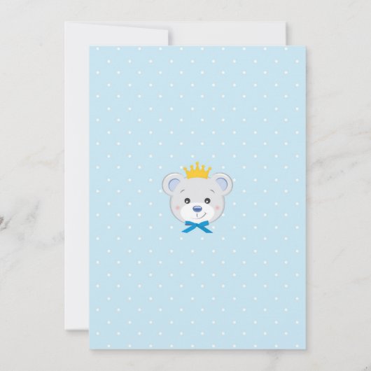 Baby Shower invitation prince bear (Rückseite)
