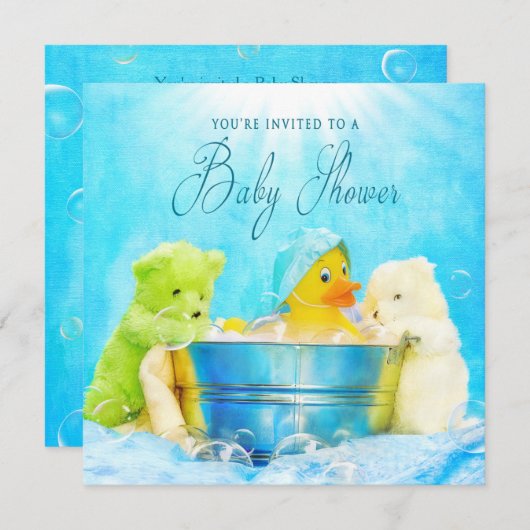 BABY SHOWER INVITATION - RUBBER DUCKY & FREUNDE EINLADUNG (Vorne/Hinten)
