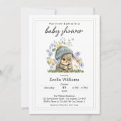 Baby Shower Invitation Simple Flowers Bunny Einladung (Vorderseite)