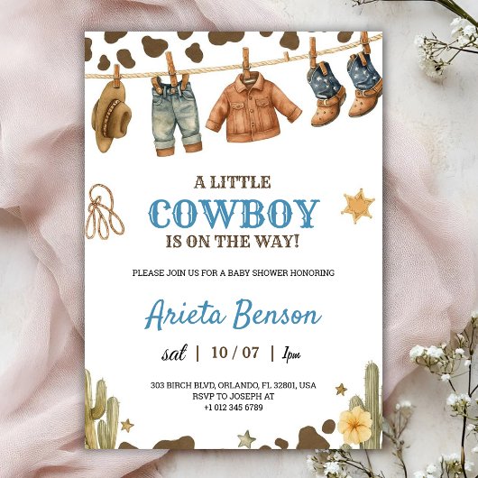Baby shower invitation with a cowboy theme einladung
