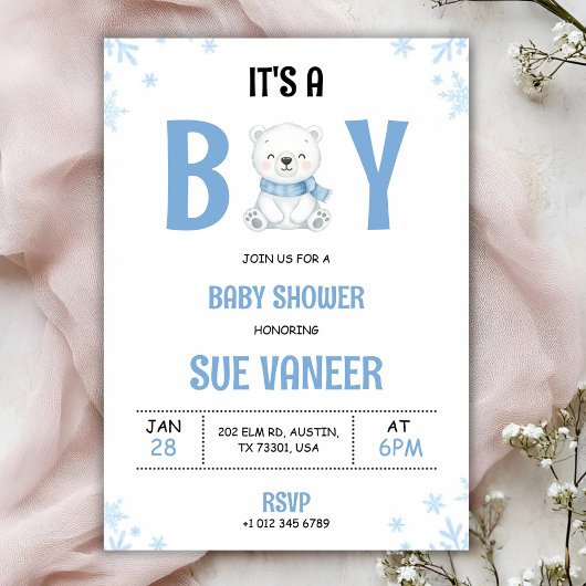 Baby shower invitation with a cute bear  einladung