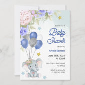 Baby shower invitation with a cute elephant einladung (Vorderseite)