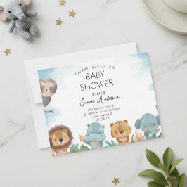 Baby Shower Invitation with Cute Watercolor Jungle Feiertagskarte