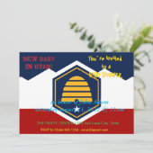 Baby Shower Invitation with Flag of Utah, USA Einladung (Stehend Vorderseite)